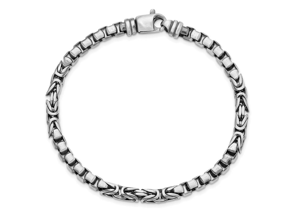 FJC Finejewelers 925 Sterling Silver Mens Antiqued Brush Byzantine/Box Link Bracelet 8.5 Inches x 5.05 mm