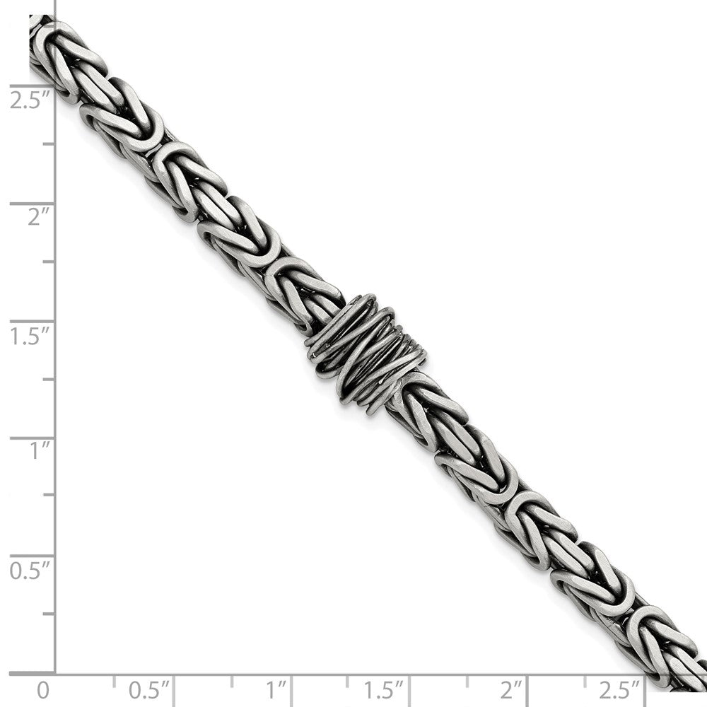 FJC Finejewelers 925 Sterling Silver Mens Antiqued Brushed Square Byzantine Bracelet 8.5 Inches x 10.1 mm