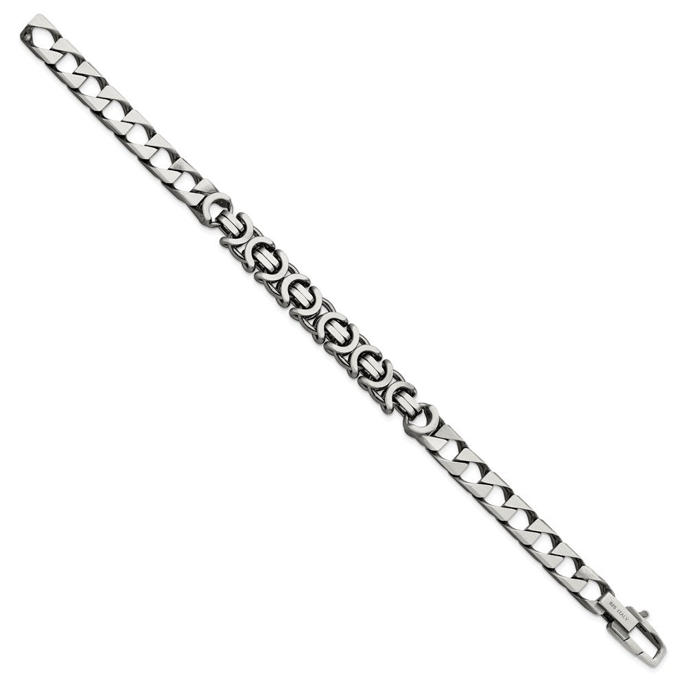 FJC Finejewelers 925 Sterling Silver Mens Antiqued Brushed Curb/Circles Bracelet 8.5 Inches x 7.88 mm