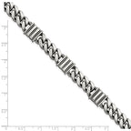FJC Finejewelers 925 Sterling Silver Mens Antiqued Brushed Curb/Bar Bracelet 8.5 Inches x 11.2 mm