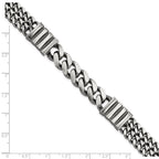 FJC Finejewelers 925 Sterling Silver Mens Antiqued Brush Double Curb Bracelet 8.5 Inches x 13.25 mm