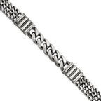 FJC Finejewelers 925 Sterling Silver Mens Antiqued Brush Double Curb Bracelet 8.5 Inches x 13.25 mm