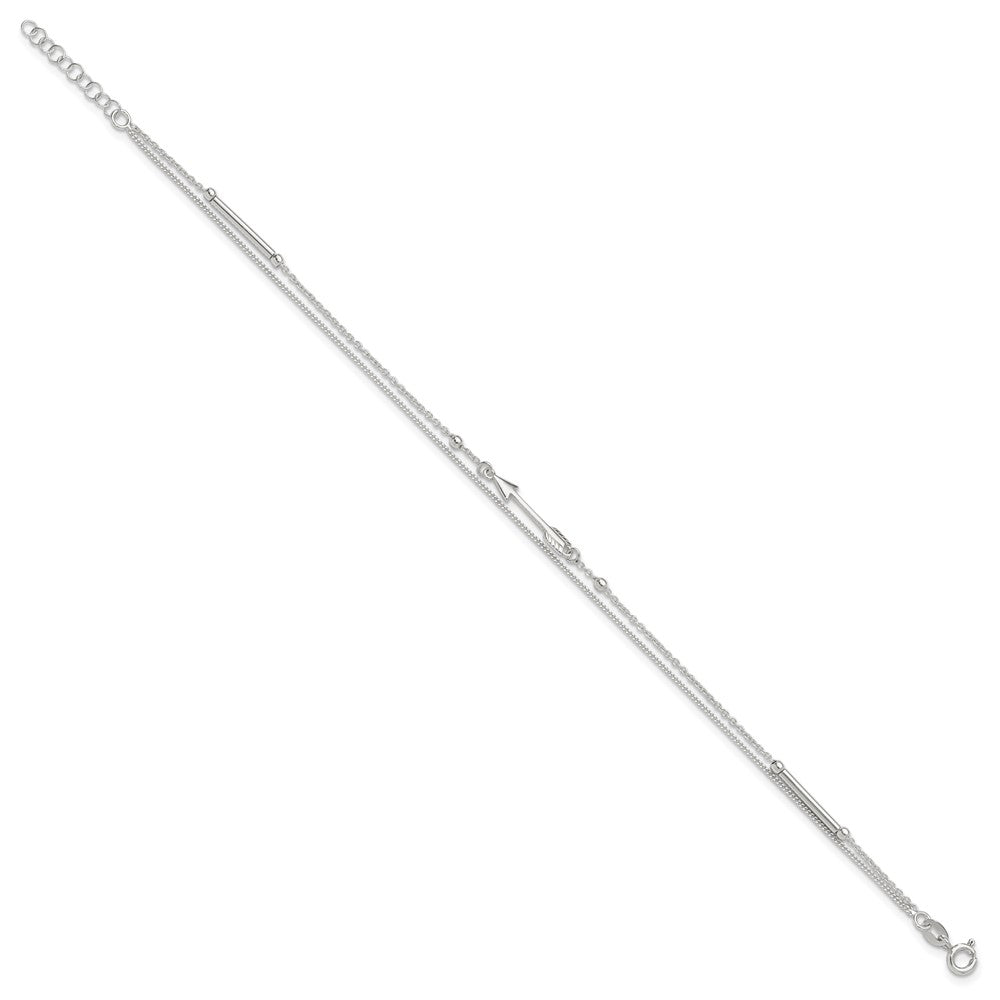 FJC Finejewelers 925 Sterling Silver Other Chain 9in Plus 1in Ext. 2-strand Arrow and Bar Anklet 10 Inches x 4 mm
