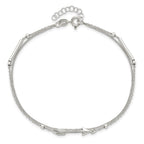 FJC Finejewelers 925 Sterling Silver Other Chain 9in Plus 1in Ext. 2-strand Arrow and Bar Anklet 10 Inches x 4 mm