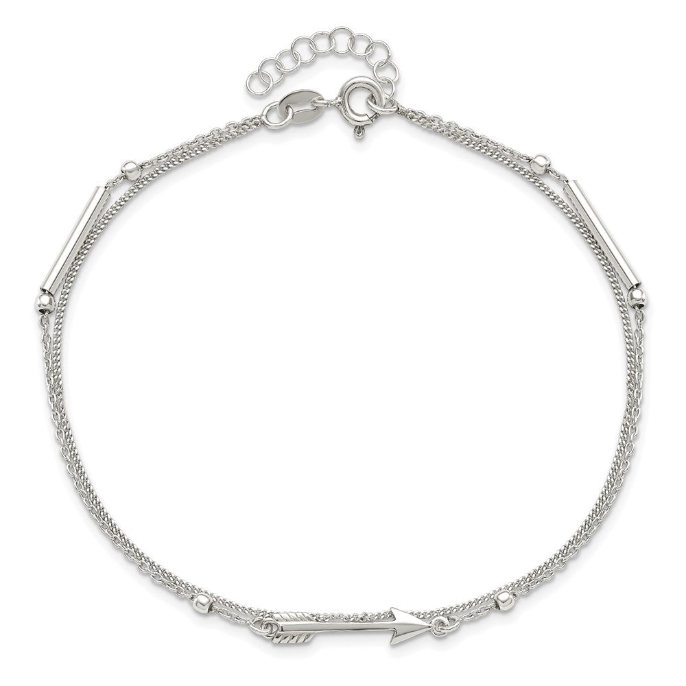 FJC Finejewelers 925 Sterling Silver Other Chain 9in Plus 1in Ext. 2-strand Arrow and Bar Anklet 10 Inches x 4 mm