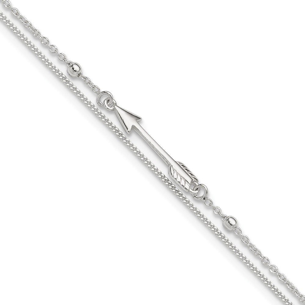 FJC Finejewelers 925 Sterling Silver Other Chain 9in Plus 1in Ext. 2-strand Arrow and Bar Anklet 10 Inches x 4 mm