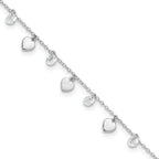 FJC Finejewelers 925 Sterling Silver Cable d Polish and Brushed Heart CZ  9.75