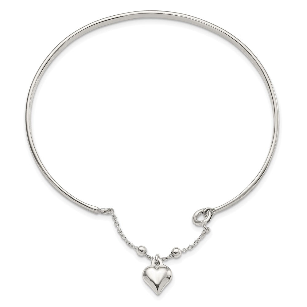 FJC Finejewelers 925 Sterling Silver Anklets with Station Puffed Heart Bangle Anklet 2 mm