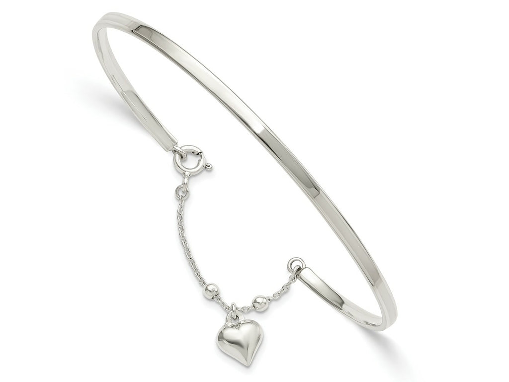 FJC Finejewelers 925 Sterling Silver Anklets with Station Puffed Heart Bangle Anklet 2 mm
