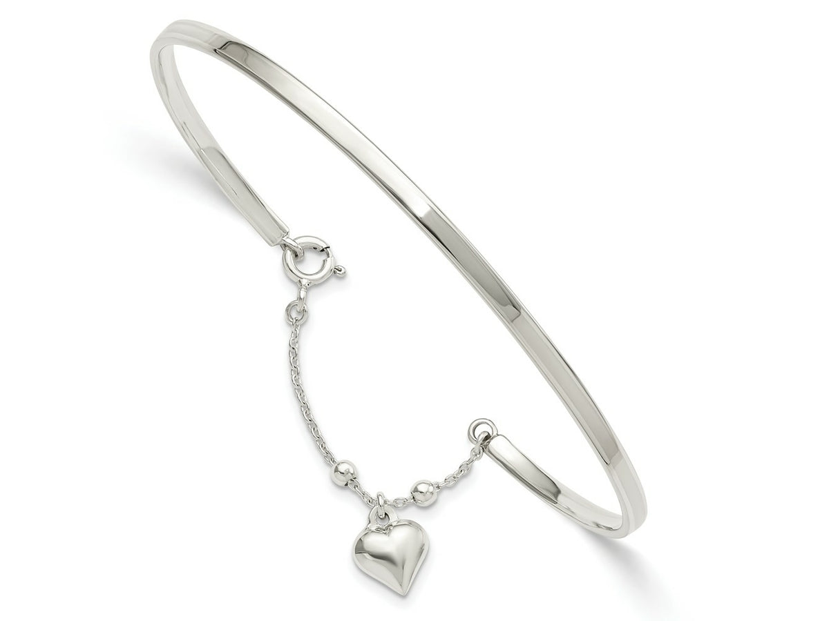 FJC Finejewelers 925 Sterling Silver Anklets with Station Puffed Heart Bangle Anklet 2 mm