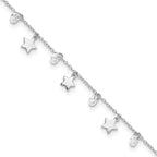 FJC Finejewelers 925 Sterling Silver Cable d Polished and Brushed Star CZ 9in Plus 1in Ext. An 10 Inches