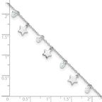 FJC Finejewelers 925 Sterling Silver Cable d Polished and Brushed Star CZ 9in Plus 1in Ext. An 10 Inches