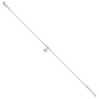 FJC Finejewelers 925 Sterling Silver Box CZ Star and Beads 9in Plus 1in Ext. Anklet 10 Inches x 10 mm