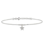FJC Finejewelers 925 Sterling Silver Box CZ Star and Beads 9in Plus 1in Ext. Anklet 10 Inches x 10 mm