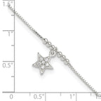 FJC Finejewelers 925 Sterling Silver Box CZ Star and Beads 9in Plus 1in Ext. Anklet 10 Inches x 10 mm