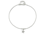 FJC Finejewelers 925 Sterling Silver Box CZ Star and Beads 9in Plus 1in Ext. Anklet 10 Inches x 10 mm