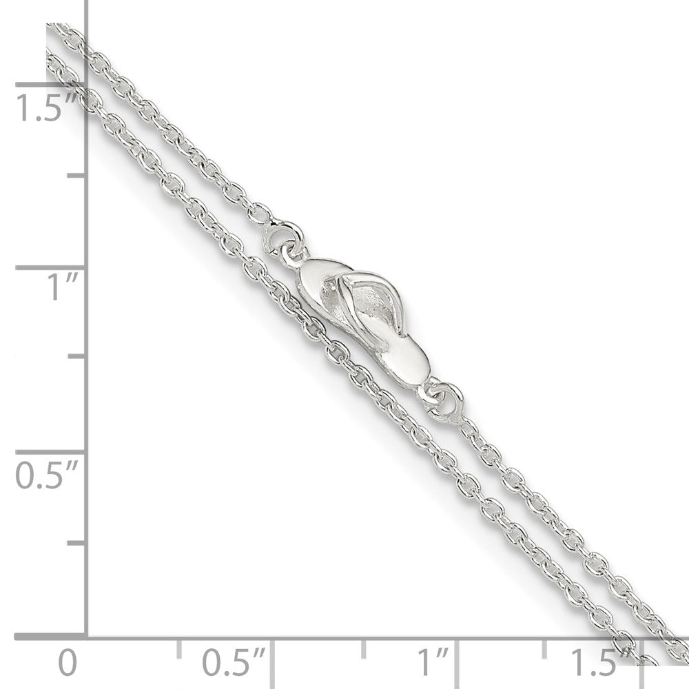 FJC Finejewelers 925 Sterling Silver Cable CZ Flip Flop 9 in Plus 1 in Ext. Anklet 10 Inches