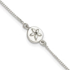 FJC Finejewelers 925 Sterling Silver Curb with CZ Sand Dollar 9in Plus 1 in Ext. Anklet 10 Inches x 8 mm