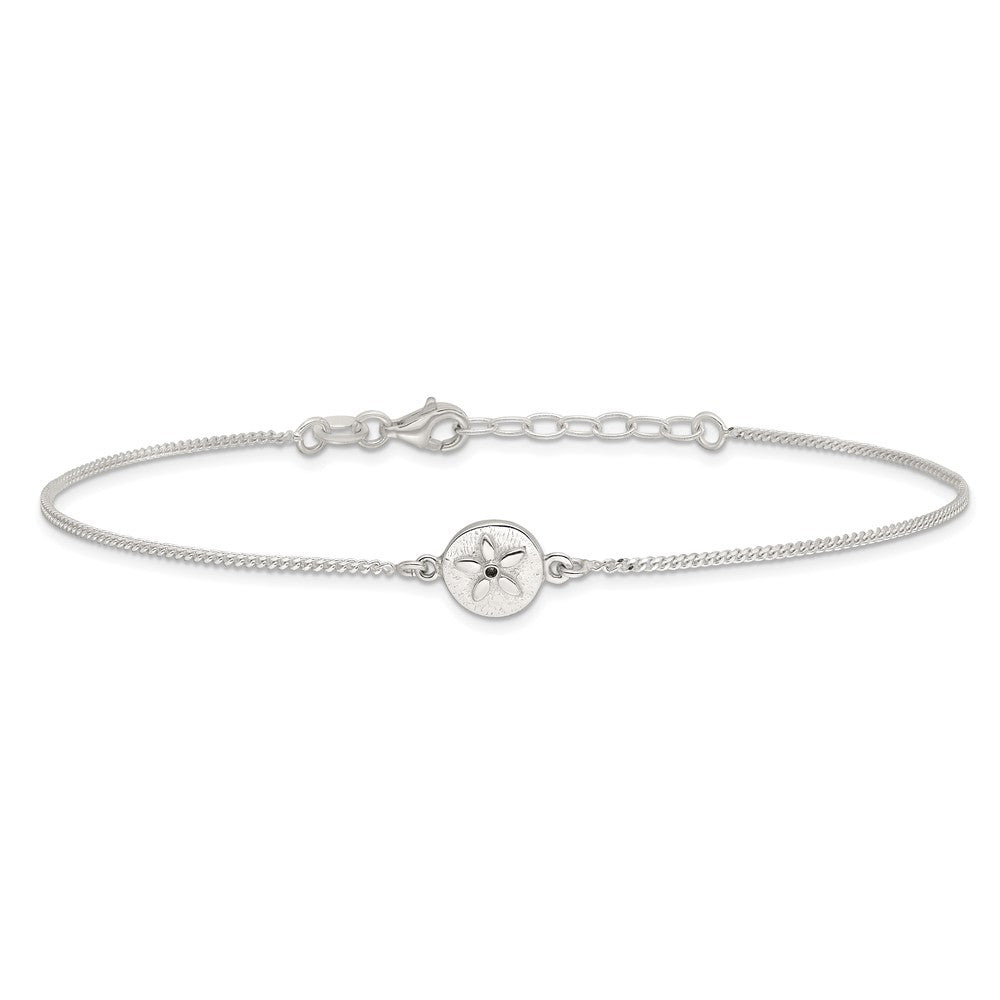 FJC Finejewelers 925 Sterling Silver Curb with CZ Sand Dollar 9in Plus 1 in Ext. Anklet 10 Inches x 8 mm