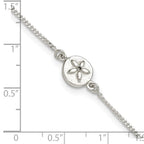 FJC Finejewelers 925 Sterling Silver Curb with CZ Sand Dollar 9in Plus 1 in Ext. Anklet 10 Inches x 8 mm