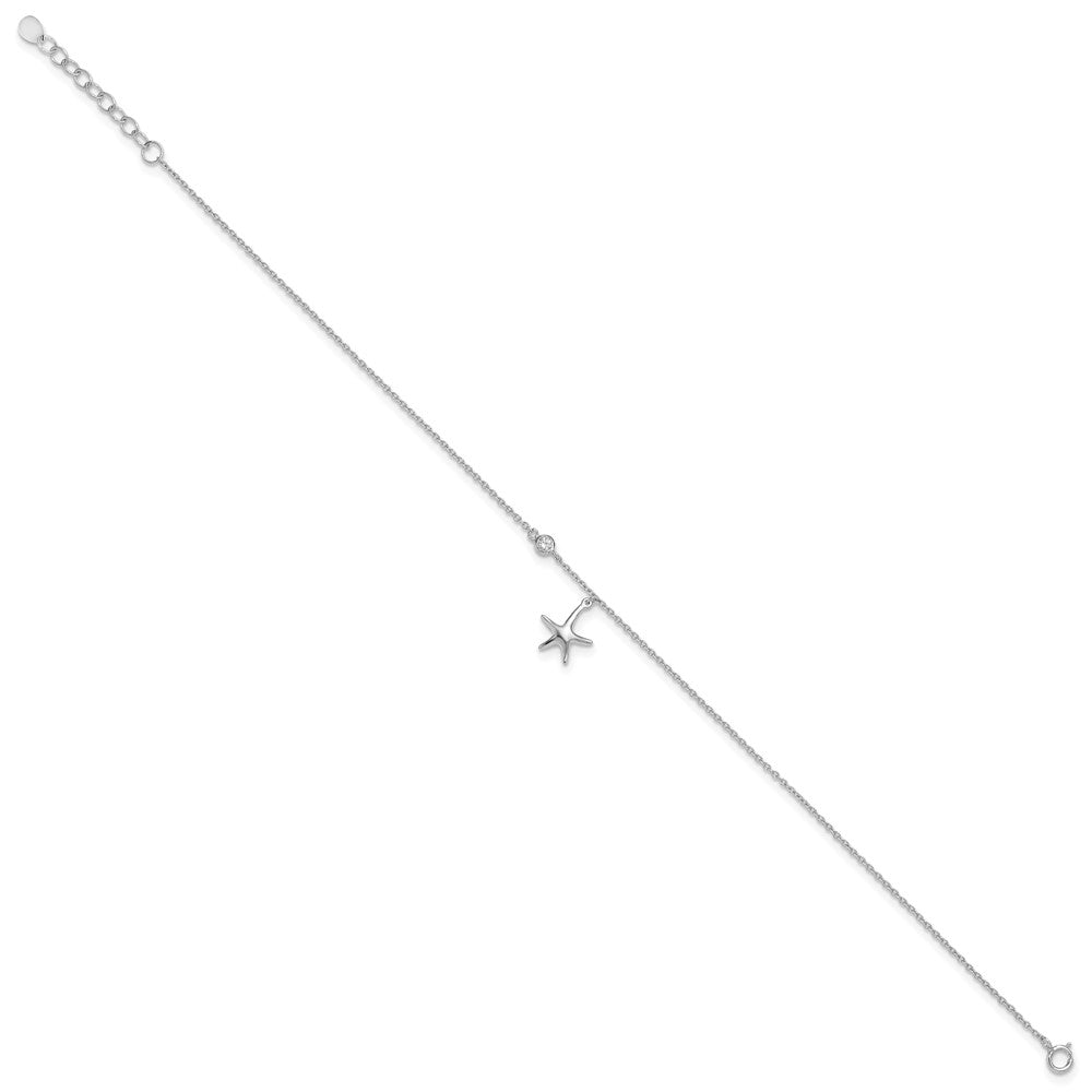 FJC Finejewelers 925 Sterling Silver Cable d CZ Starfish 9in Plus 1 in Ext Anklet 10 Inches x 12 mm