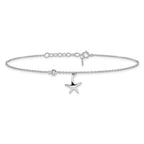 FJC Finejewelers 925 Sterling Silver Cable d CZ Starfish 9in Plus 1 in Ext Anklet 10 Inches x 12 mm