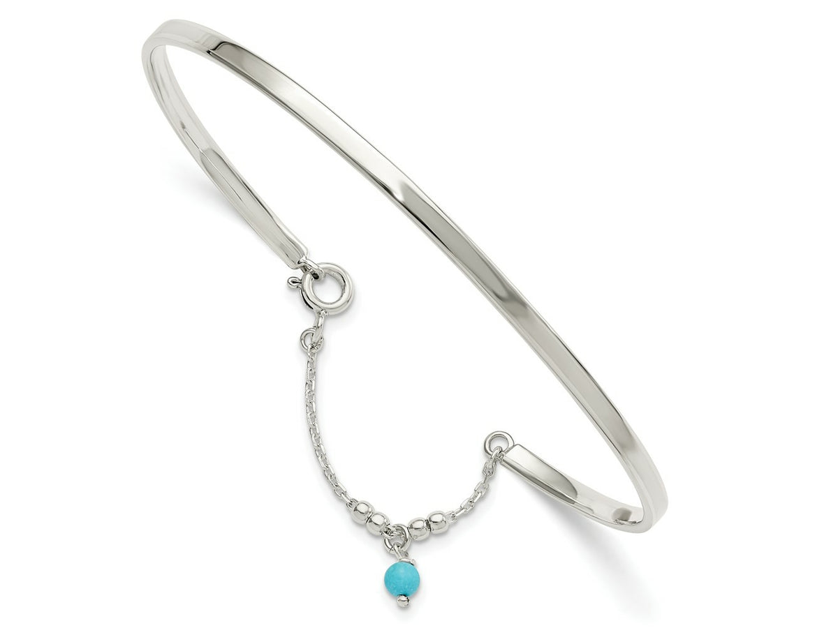 FJC Finejewelers 925 Sterling Silver Fashion Turquoise Bead Bangle Anklet 3 mm
