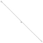 FJC Finejewelers 925 Sterling Silver Other Chain Rhodium Plated Polished CZ Anklet 10 Inches x 6 mm