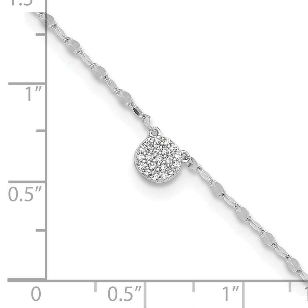 FJC Finejewelers 925 Sterling Silver Other Chain Rhodium Plated Polished CZ Anklet 10 Inches x 6 mm