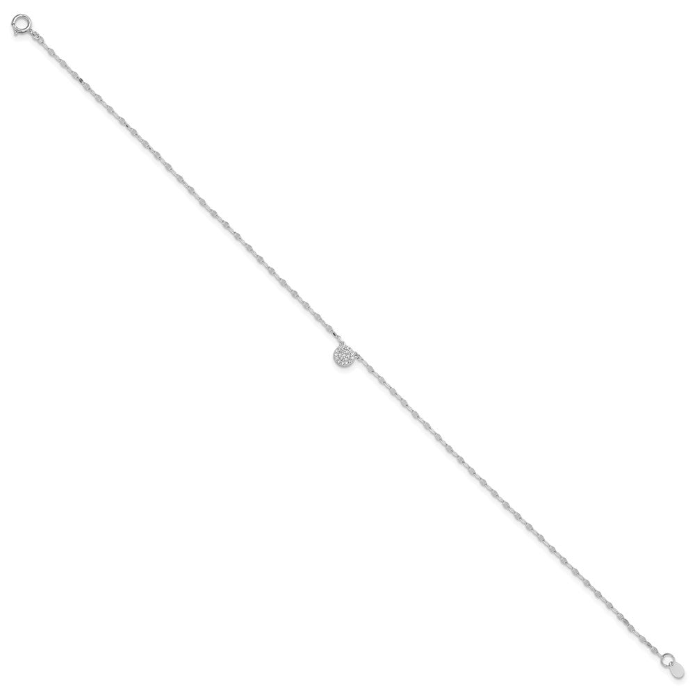 FJC Finejewelers 925 Sterling Silver Other Chain Rhodium Plated Polished CZ Anklet 10 Inches x 6 mm