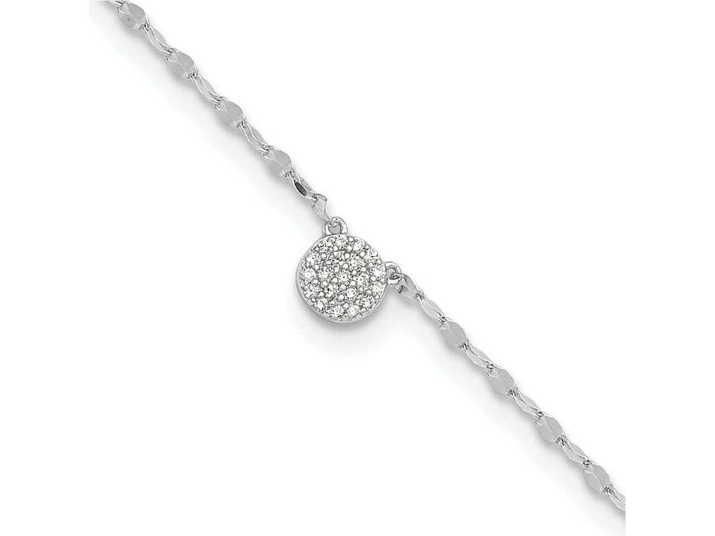 FJC Finejewelers 925 Sterling Silver Other Chain Rhodium Plated Polished CZ Anklet 10 Inches x 6 mm