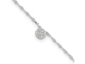 FJC Finejewelers 925 Sterling Silver Other Chain Rhodium Plated Polished CZ Anklet 10 Inches x 6 mm