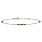 FJC Finejewelers 925 Sterling Silver Cable Black CZ Beads 9in Plus 1 in Ext. Anklet 10 Inches