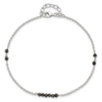FJC Finejewelers 925 Sterling Silver Cable Black CZ Beads 9in Plus 1 in Ext. Anklet 10 Inches