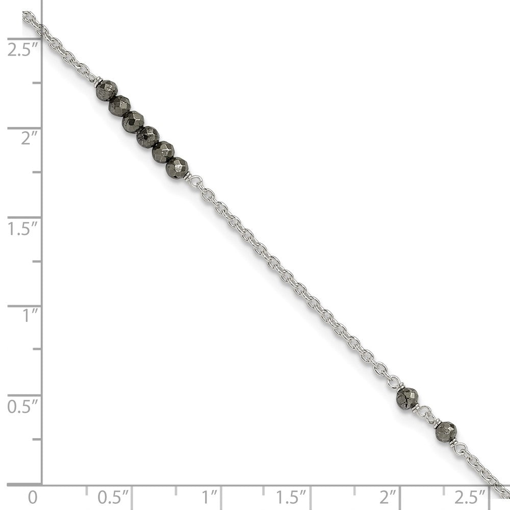 FJC Finejewelers 925 Sterling Silver Cable Black CZ Beads 9in Plus 1 in Ext. Anklet 10 Inches