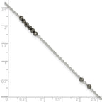 FJC Finejewelers 925 Sterling Silver Cable Black CZ Beads 9in Plus 1 in Ext. Anklet 10 Inches