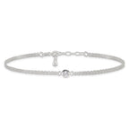 FJC Finejewelers 925 Sterling Silver Fashion Bezel CZ 2-Strand Anklet 9 Inches x 11 mm