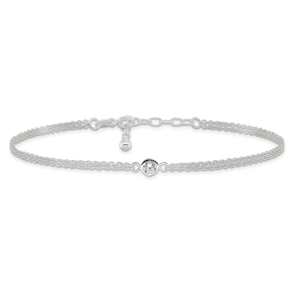 FJC Finejewelers 925 Sterling Silver Fashion Bezel CZ 2-Strand Anklet 9 Inches x 11 mm