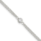 FJC Finejewelers 925 Sterling Silver Fashion Bezel CZ 2-Strand Anklet 9 Inches x 11 mm
