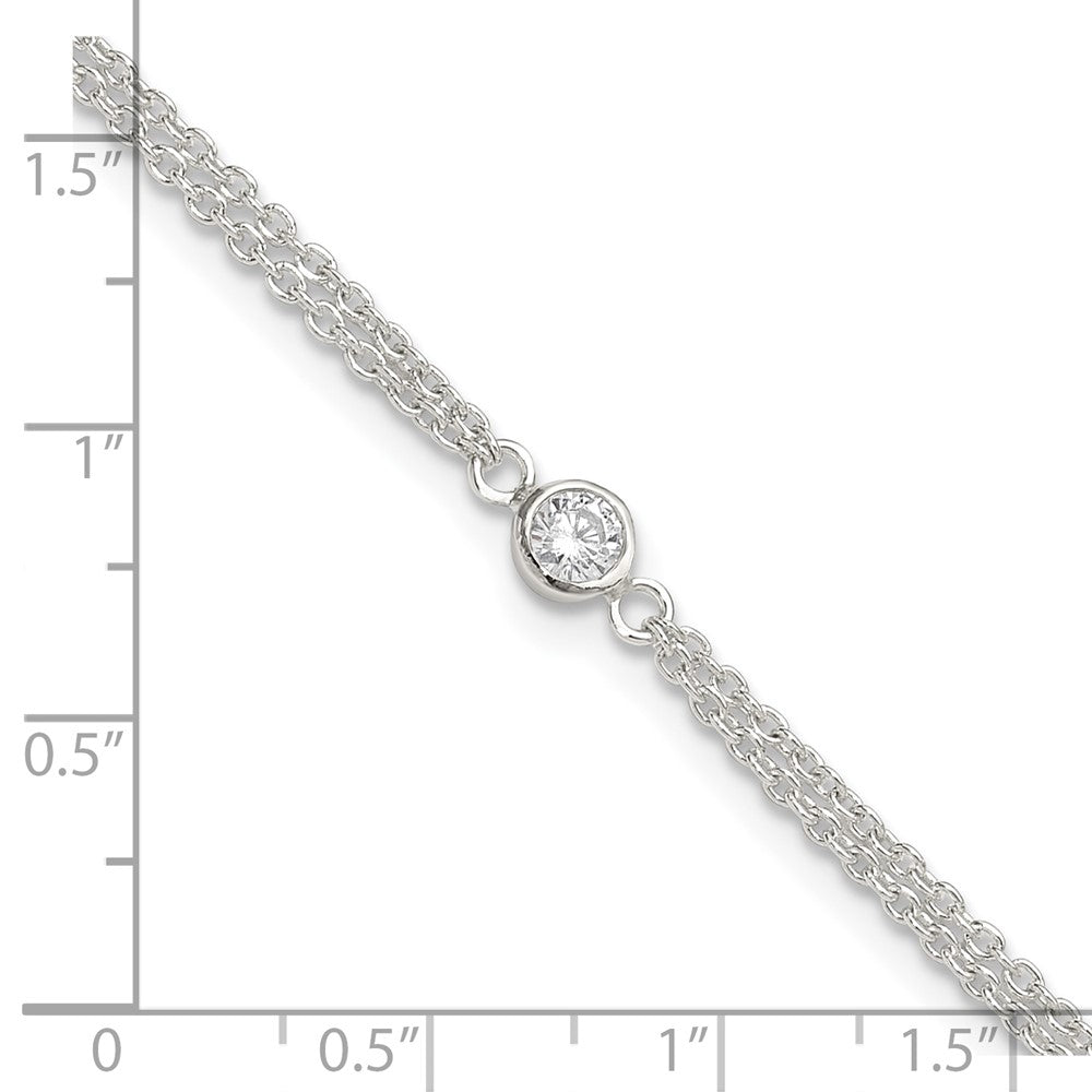 FJC Finejewelers 925 Sterling Silver Fashion Bezel CZ 2-Strand Anklet 9 Inches x 11 mm