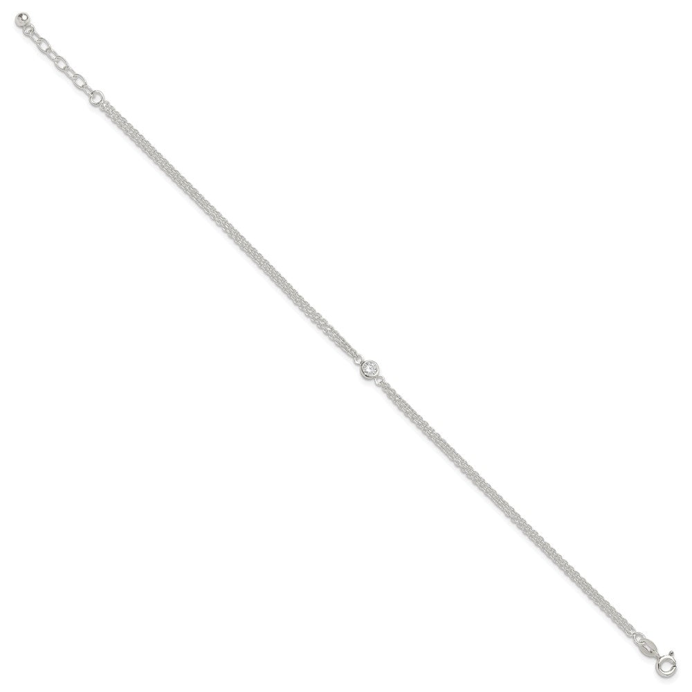 FJC Finejewelers 925 Sterling Silver Fashion Bezel CZ 2-Strand Anklet 9 Inches x 11 mm
