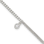 FJC Finejewelers 925 Sterling Silver Fashion CZ Fancy Chain 9in Plus 1in Ext. Anklet 9 Inches x 5 mm