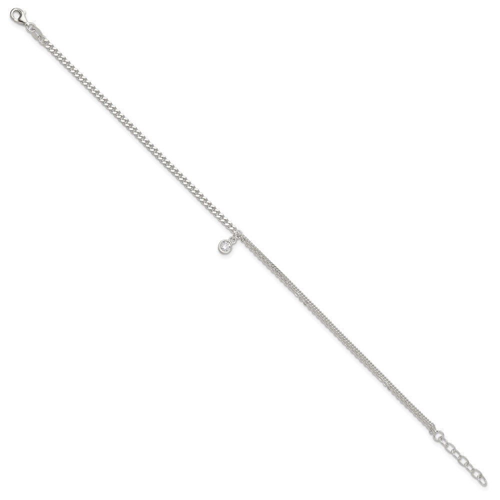 FJC Finejewelers 925 Sterling Silver Fashion CZ Fancy Chain 9in Plus 1in Ext. Anklet 9 Inches x 5 mm