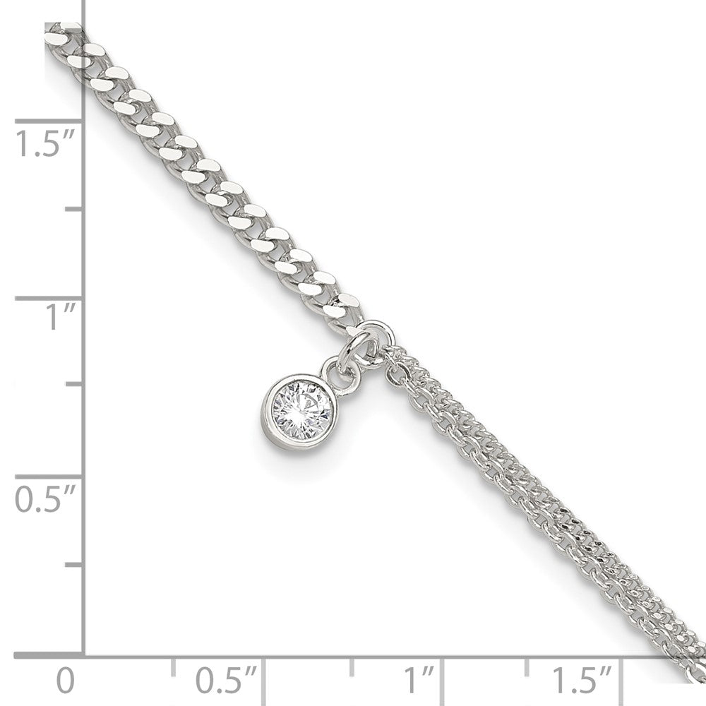 FJC Finejewelers 925 Sterling Silver Fashion CZ Fancy Chain 9in Plus 1in Ext. Anklet 9 Inches x 5 mm