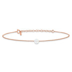 FJC Finejewelers 925 Sterling Silver Fashion Rose-tone White Created Opal 9in Plus 2 in ext. Anklet 9 Inches x 6 mm