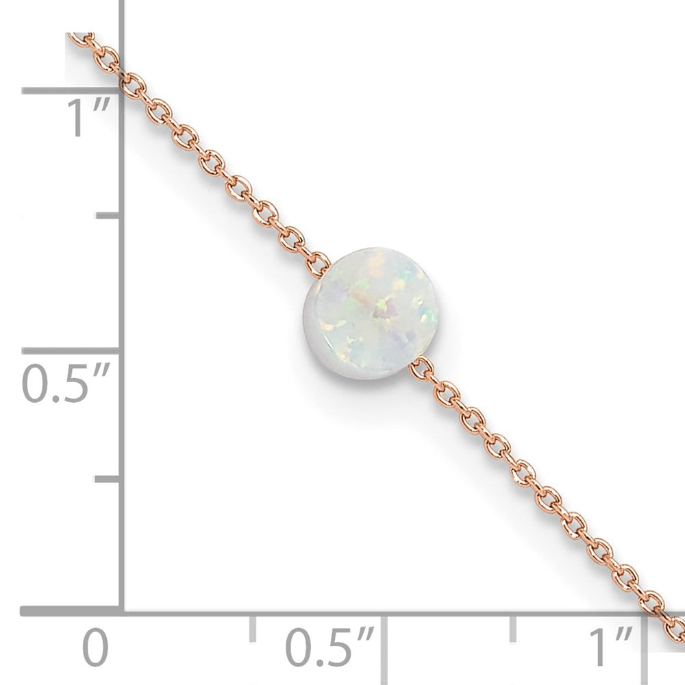 FJC Finejewelers 925 Sterling Silver Fashion Rose-tone White Created Opal 9in Plus 2 in ext. Anklet 9 Inches x 6 mm