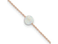 FJC Finejewelers 925 Sterling Silver Fashion Rose-tone White Created Opal 9in Plus 2 in ext. Anklet 9 Inches x 6 mm