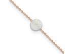 FJC Finejewelers 925 Sterling Silver Fashion Rose-tone White Created Opal 9in Plus 2 in ext. Anklet 9 Inches x 6 mm