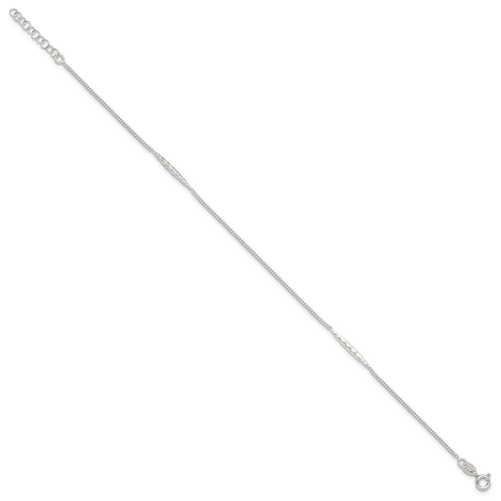 FJC Finejewelers 925 Sterling Silver Franco 9in Plus 1 in Ext. Textured Bar Anklet 9 Inches x 2 mm