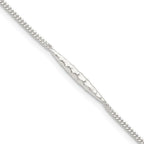 FJC Finejewelers 925 Sterling Silver Franco 9in Plus 1 in Ext. Textured Bar Anklet 9 Inches x 2 mm
